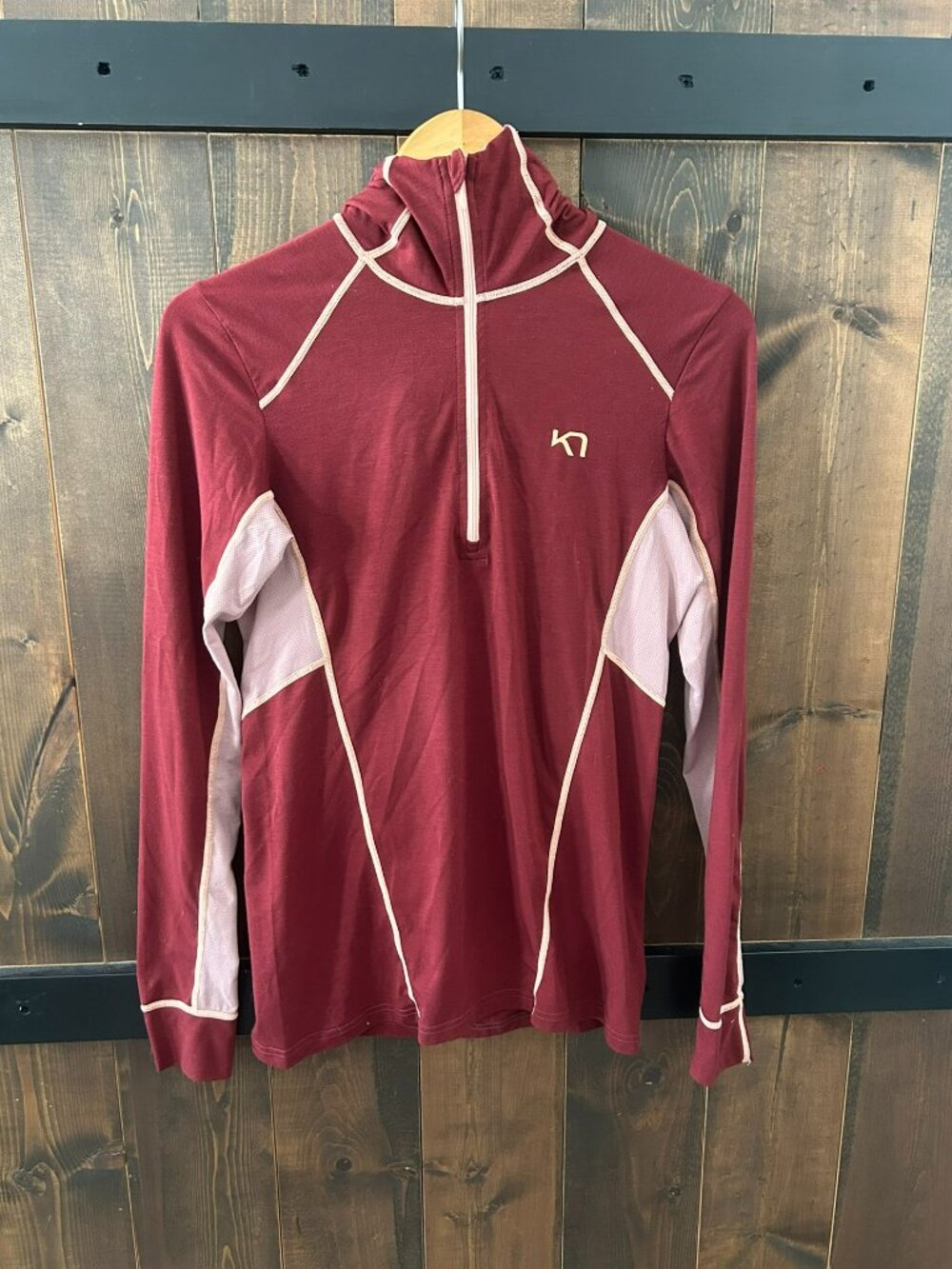 Kari Traa Quarter Zip Wool Blend Long Sleeve Hoodie Women's Size M